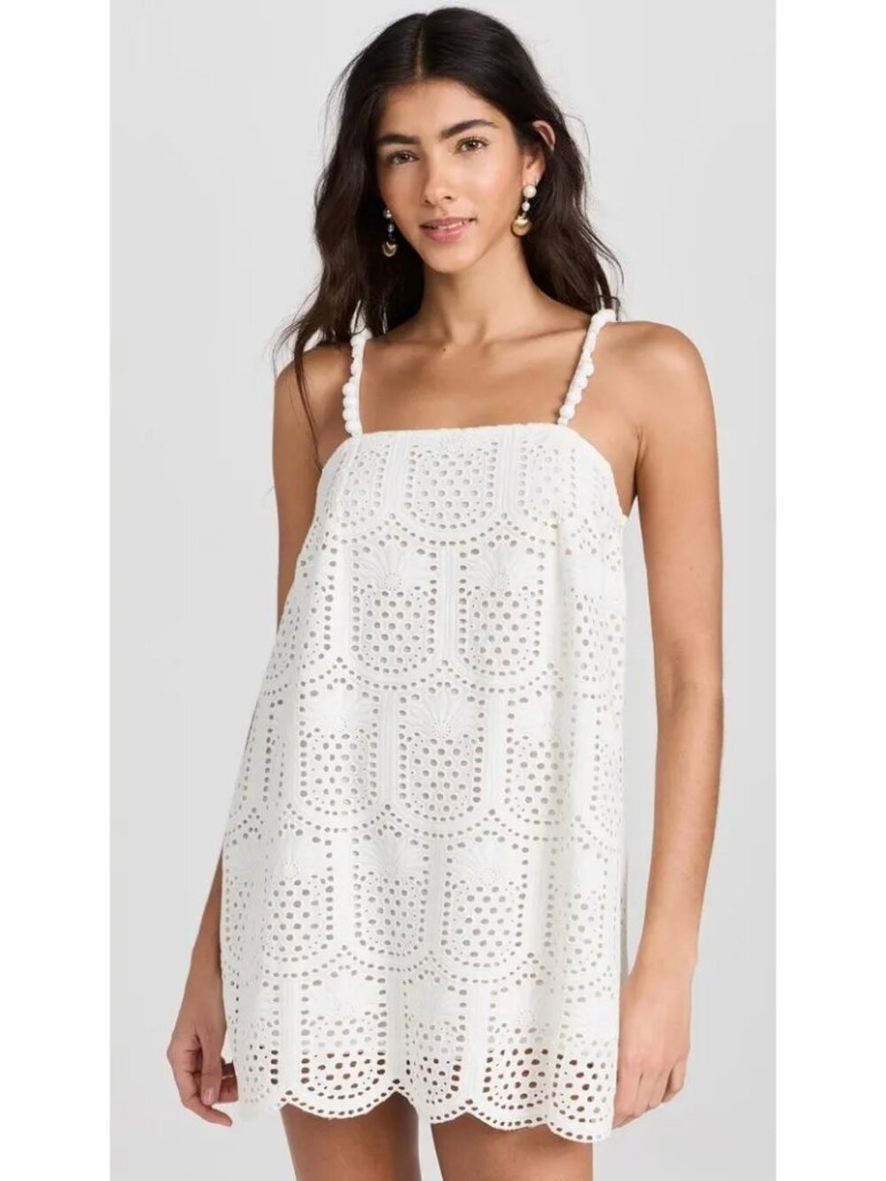 SUNDRESS Karla Pineapple Eyelet Dress White Size Large NWT